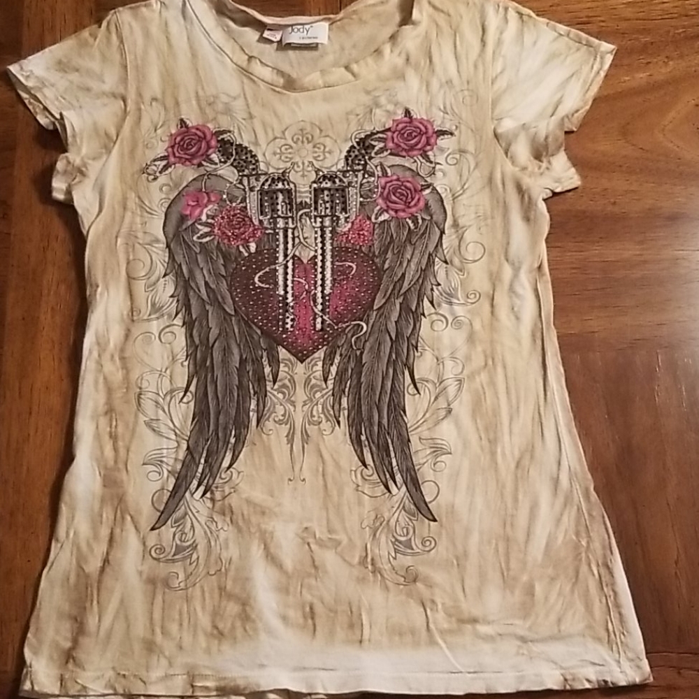 Womens Western Blouse w/wings and guns